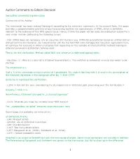 Author Comments to Editors Decision