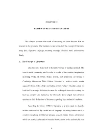 CHAPTER II REVIEW of RELATED LITERATURE This Chapter Presents