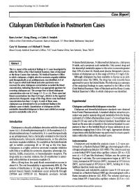 Citalopram Distribution in Postmortem Cases