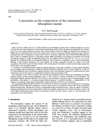Constraints on the Composition of the Continental Lithospheric Mantle