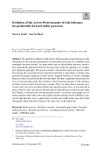 Evolution of the Arrow–Pratt Measure of Risk-Tolerance for Predictable Forward Utility Processes