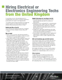 Hiring Electrical Or Electronics Engineering Techs from the United