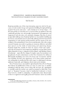 Introduction – Manifold Reader Responses: the Reception of Erasmus in Early Modern Europe