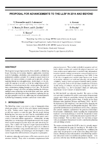 Proposal for Advancements to the Llsf in 2014 and Beyond