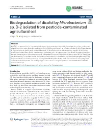 Biodegradation of Dicofol by Microbacterium Sp. D-2 Isolated