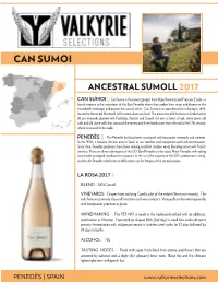 Can Sumoi Ancestral Sumoll 2017 Technical Sheet