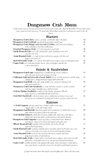 Dungeness Crab Menu Crab Season Is One of the Most Anticipated City-Wide Events of the Year