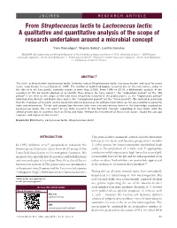 From Streptococcus Lactis to Lactococcus Lactis: a Qualitative and Quantitative Analysis of the Scope of Research Undertaken Around a Microbial Concept