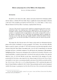 History and Perspectives of the Militia of the Immaculata