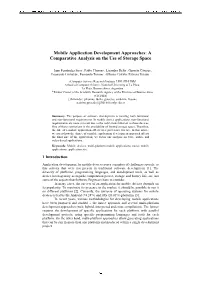 Mobile Application Development Approaches: a Comparative Analysis on the Use of Storage Space