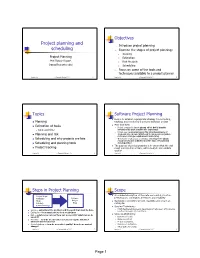 Project Planning and Scheduling