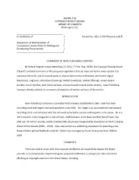 2011-3 CRB Phonorecords II ] Adjustment of Determination of ] Compulsory License Rates for Making and ] Distributing Phonorecords ] ______]