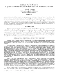 A Quick Experiential Exercise for Teaching Expectancy Theory