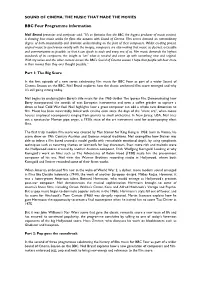 BBC Four Programme Information