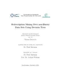 Redescription Mining Over Non-Binary Data Sets Using Decision Trees