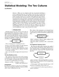 Statistical Modeling: the Two Cultures
