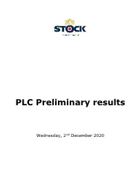 Stock Spirits Group PLC Preliminary Results 2Nd December 2020