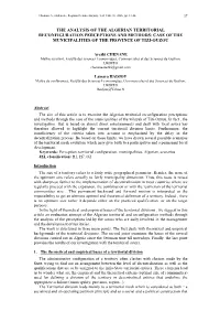 The Analysis of the Algerian Territorial Reconfiguration Perceptions and Methods; Case of the Municipalities of the Province of Tizi-Ouzou