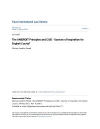 The UNIDROIT Principles and CISG - Sources of Inspiration for English Courts?