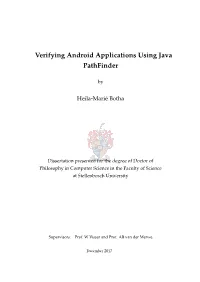 Verifying Android Applications Using Java Pathfinder