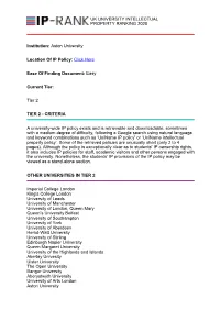 Aston University Location of IP Policy: Click Here Ease of Finding