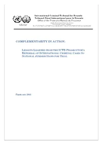 Complementarity in Action: Lessons Learned from the ICTR Prosecutor's