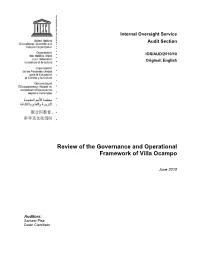 Review of the Governance and Operational Framework of Villa Ocampo