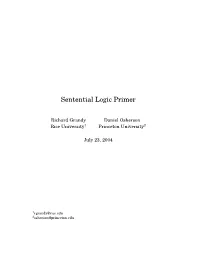Sentential Logic Primer
