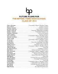 Class of 2014 Future Plans