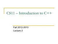 CS11 – Introduction to C++