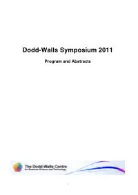 Dodd Walls Symposium Programme 2011