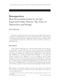 How Economists Came to Accept Expected Utility Theory: the Case of Samuelson and Savage