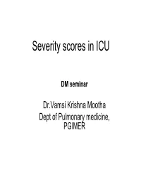 Severity Scores in ICU