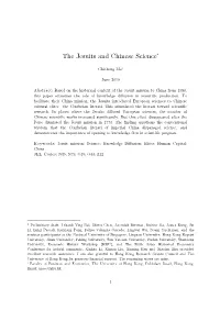 The Jesuits and Chinese Science*