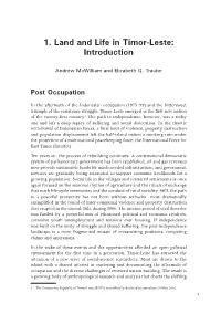 1. Land and Life in Timor-Leste: Introduction