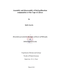 Assembly and Disassembly of Bird Pollination Communities at the Cape of Africa