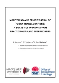 Monitoring and Prioritisation of Flora Translocations: a Survey of Opinions from Practitioners and Researchers