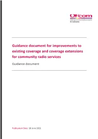 Guidance Document for Improvements to Existing Coverage and Coverage Extensions for Community Radio Services Guidance Document