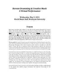 Korean Drumming and Creative Music Virtual Performance Program Here