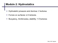 Module 2: Hydrostatics