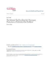 The Internet Tax Freedom Act: Necessary Protection Or Deferral of the Problem?, 7 J