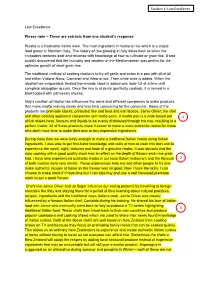 These Are Extracts from One Student's Response Risotto Is A