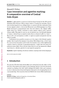 Case Innovation and Agentive Marking: a Comparative Overview Of