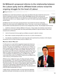 Ed Miliband's Proposed Reforms to the Relationship Between the Labour