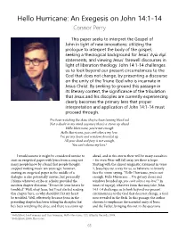 Hello Hurricane: an Exegesis on John 14:1-14 Connor Perry