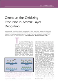 Ozone As the Oxidizing Precursor in Atomic Layer Deposition