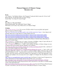 Physical Impacts of Climate Change Resource List