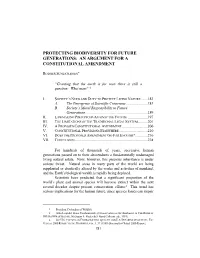 Protecting Biodiversity for Future Generations: an Argument for a Constitutional Amendment