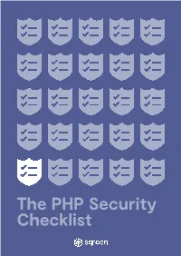 The PHP Security Checklist INTRODUCTION