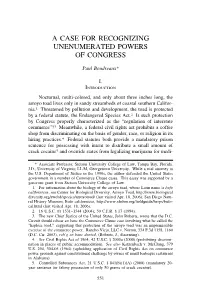 A Case for Recognizing Unenumerated Powers of Congress